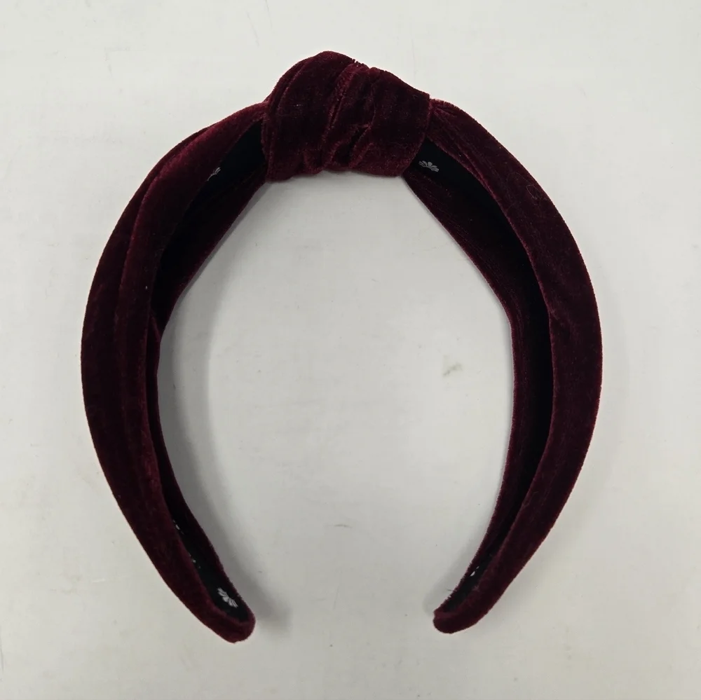 LELE SADOUGHI MAROON OXBLOOD VELVET HEADBAND TOP KNOT HAIR ACCESSORY WOMEN OS